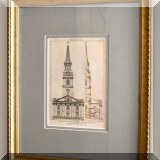 A14. Framed etching. St. Martins in the Fields.